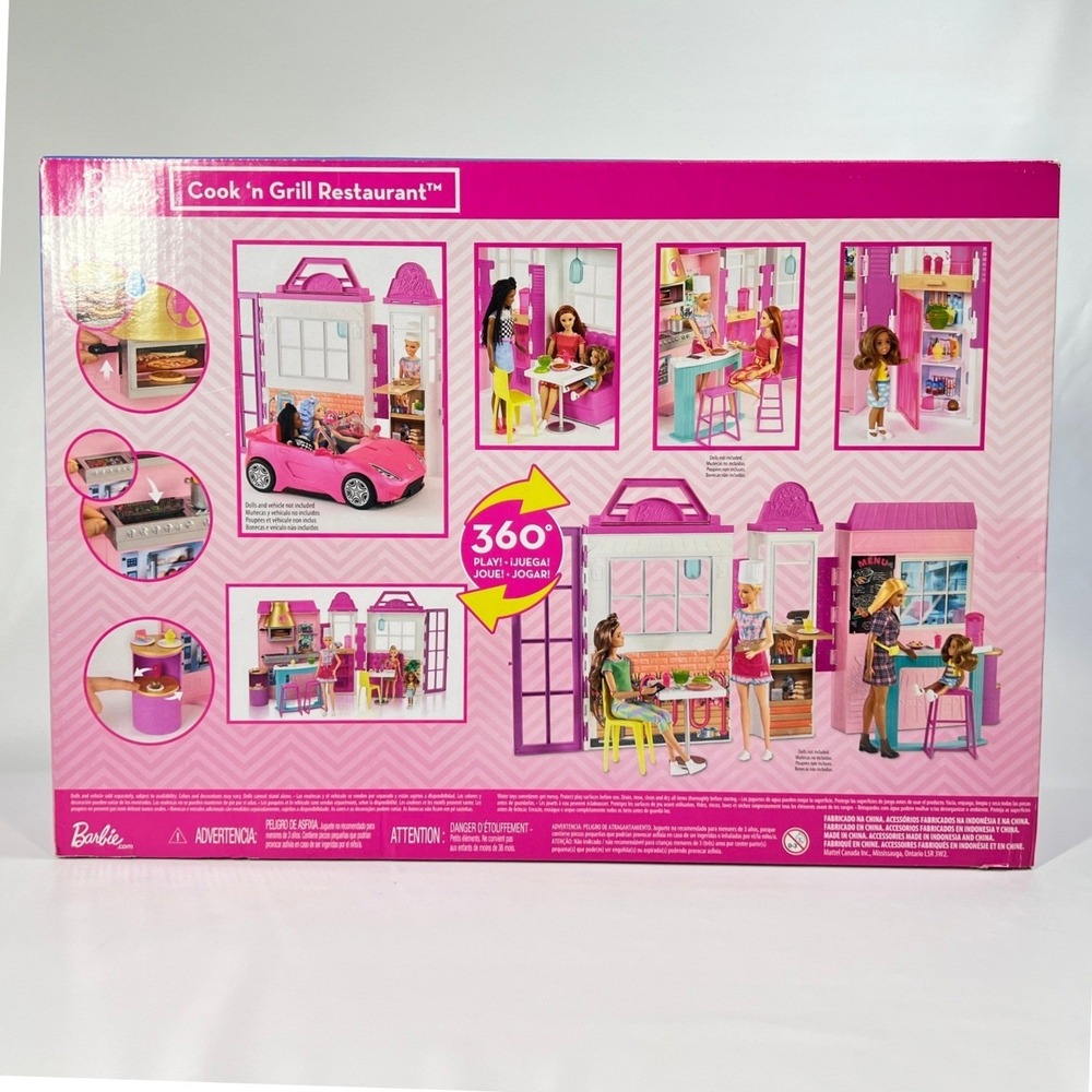 Barbie Cook 'n Grill Restaurant Playset Dollhouse Set 25+ Pieces New Sealed - Picture 4 of 9